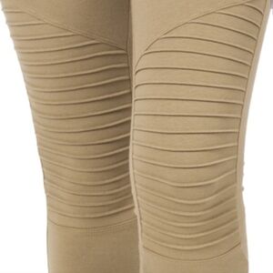 S-xl Cotton Full Length Moto Leggings (Khaki)